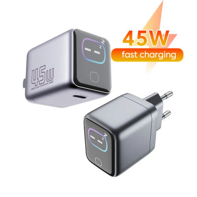 Cargador de Teléfono GaN de 45W con Pantalla Inteligente AI, Cargador Tipo C para Tablet y Teléfono, Carga Rápida para iPhone 15 17