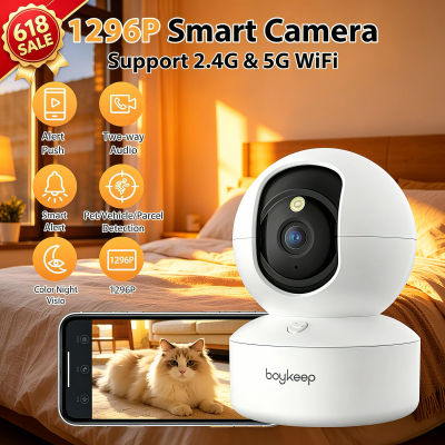 BoyKeep Cámara inteligente 2K Protección de seguridad Vigilancia Wifi 5G/2.4GHz Visión nocturna interior para bebés 360 ° Audio bidireccional Pan & Tilt K30