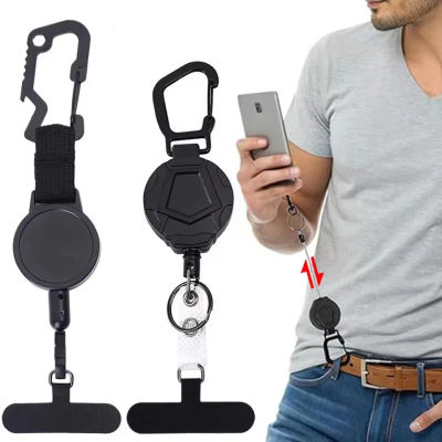 Cordón de teléfono anticaída con llavero, correa de teléfono antirrobo retráctil con Clip, acero inoxidable duradero para viajes y senderismo