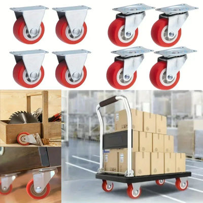 Paquete de 4 ruedas universales y direccionales de PVC de 1,97 ", ruedas giratorias rojas silenciosas, carretilla, carrito para proyectos de muebles