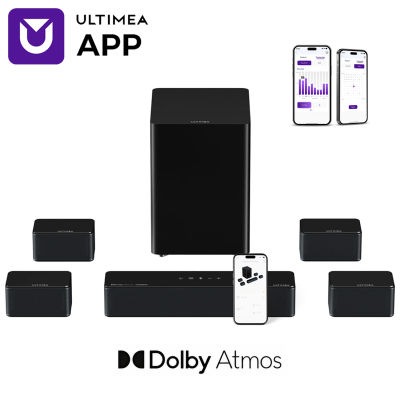 Barra de sonido envolvente ULTIMEA Poseidon D80 7.1 con Dolby Atmos, subwoofer inalámbrico y 4 altavoces, sistema de cine en casa con control de aplicación