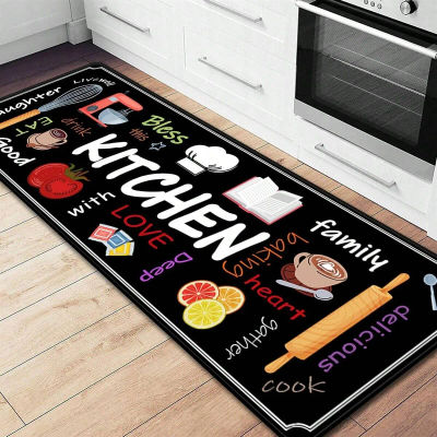 VIKAMA Alfombra de suelo estampada para cocina, duradera y resistente al desgaste, alfombra para el suelo de la cocina del hogar, alfombra para lavadero, decoración del hogar, 1/2 Uds.