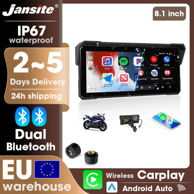 Jansite - Tablero Digital para Motocicleta, Portátil, de 7/8.1 Pulgadas, Inalámbrico, Android Auto, Carplay, IP67, Impermeable, con Bluetooth Dual