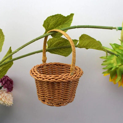 Cesta de almacenamiento de flores pequeña creativa, cestas hermosas hechas a mano, cesta de flores de mimbre, cesta de almacenamiento de compras