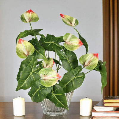 Planta Tropical de imitación de flor de anturio Artificial de 26 pulgadas para decoración del hogar, arreglo de boda, centro de mesa, exhibición