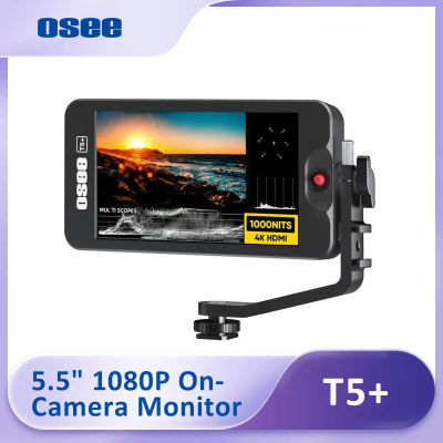 Monitor de Cámara Osee T5+ de 5.5 Pulgadas y 1000nits, Monitor DSLR 4K HDMI HDR con LUT 3D, Asistencia de Enfoque y 8 MySets