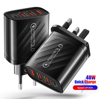 Cargador USB de 48W QC3.0 tipo C PD, carga rápida para IPhone14, Samsung, Huawei, Xiaomi, adaptador de cargador de pared con enchufe para UE/EE. UU./Reino Unido