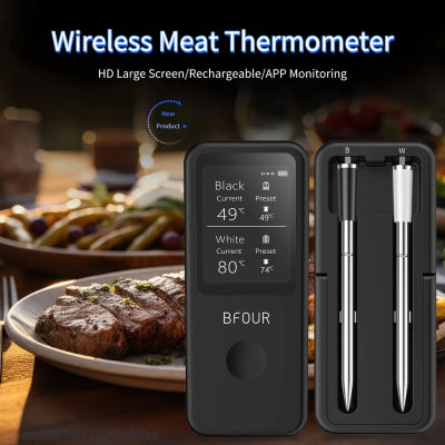 Termómetro inalámbrico para carne, sondas digitales Bluetooth con pantalla HD y monitoreo remoto por aplicación para asador, parrilla, barbacoa, ahumador, filete