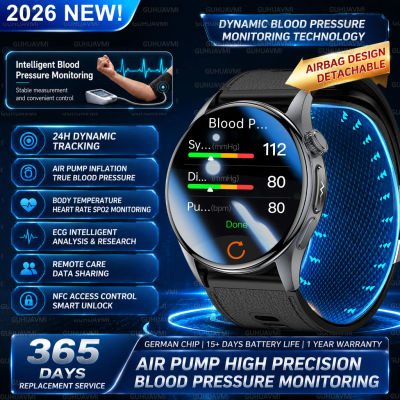Nuevo Reloj Inteligente 2026 con Bomba de Aire y Brazalete Inflable, Presión Arterial Precisa, ECG, Frecuencia Cardíaca, Llamadas Bluetooth, NFC, Monitor de Salud