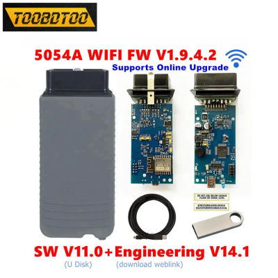 Escáner Bluetooth WiFi V1.9.4.2 OKI 5054A 6154 PLUS con lámpara azul Bluetooth Chip completo 6154 V166 OBDII herramienta de diagnóstico de coche