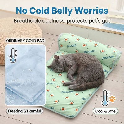 Alfombra de Verano para Mascotas, Alfombra Refrescante de Seda de Hielo Transpirable, Cojín Antideslizante Lavable, Alfombra de Descanso con Disipación de Calor, Cama para Perros y Gatos