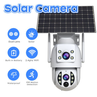 Jooan-cámara de vigilancia WiFi de 6MP para exteriores, cámara IP Solar inalámbrica de doble lente, detección de movimiento PIR, Monitor CCTV con batería de seguridad