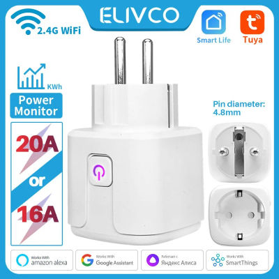 Enchufe inteligente con WiFi para el hogar, toma de corriente con Monitor de potencia, temporizador, compatible con Alexa, Google Home, Yandex, Tuya, 16A/20A