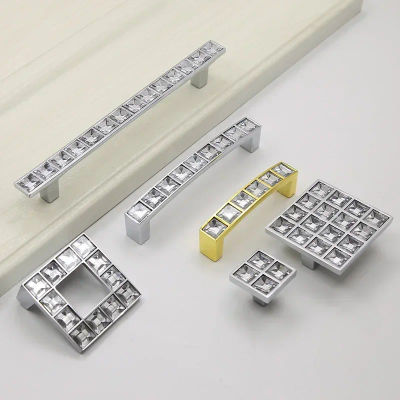 Cajón de cristal en forma de U de aleación de Zinc, armario de zapatos, puerta de armario, manija de diamante de doble orificio, accesorios de muebles, Simple y moderno