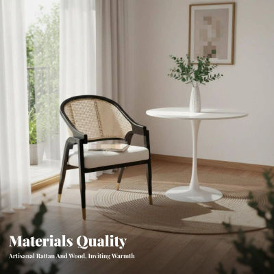 Sillón Trasero Tejido Retro y de Diseño, Sillón Trasero de Mimbre Hecho a Mano, Transpirable, para Residentes y Propietarios de Negocios