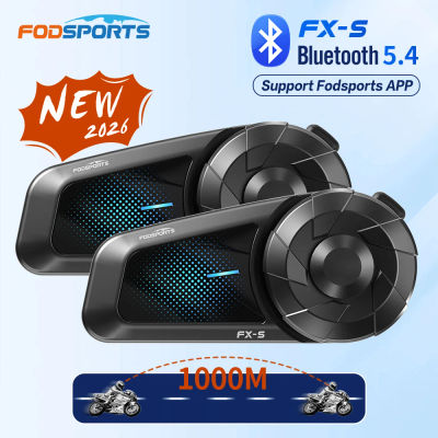 2 piezas Fodsports FX-S Intercomunicador de Motocicleta con Bluetooth para Casco, Auricular Inalámbrico para Moto, 1000M, BT5.4, Compatible con APP.