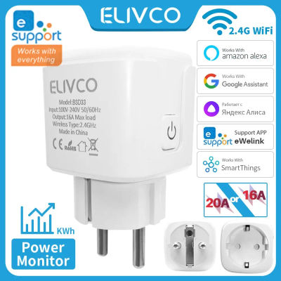 EWelink 16A/20A enchufe inteligente WiFi enchufe UE con Monitor de potencia función de sincronización compatible con Alexa Google Home Alice SmartThimgs IFTTT