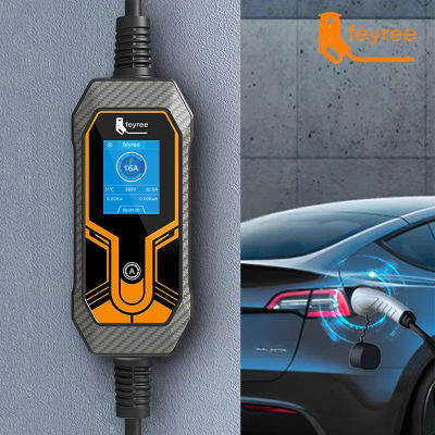 Cargador Portátil para Vehículos Eléctricos Feyree de 11KW 16A Tipo 2 EVSE, Caja de Carga para Coche Eléctrico con Enchufe CEE IEC62196-2
