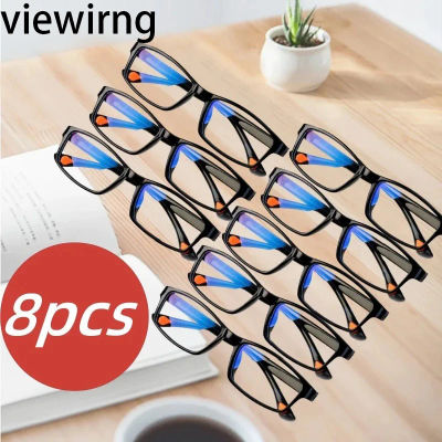 Gafas de lectura ligeras antirayos azules, montura cuadrada Unisex, gafas para presbicia, gafas de lectura antifatiga para personas mayores, 1/8 Uds.