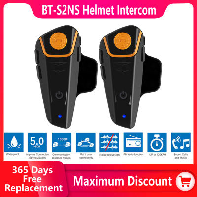 BT-S2NS motocicleta Bluetooth Compatible casco auriculares intercomunicador impermeable Multi interfono FM MP3 1000M Intercomunicador