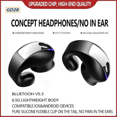 Auriculares inalámbricos Bluetooth con Clip, audífonos Mini monaurales de conducción ósea, estéreo de movimiento Inear, Gd28, para negocios, Tws, impermeables
