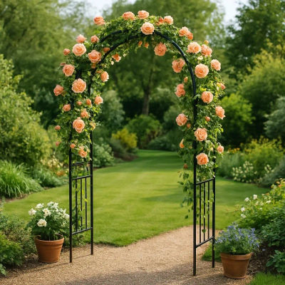Arco de Metal Galvanizado Garvee para Rosas, 260×150cm, Resistente a la Oxidación, Soporte Resistente para Plantas Trepadoras, para Enredaderas, Decoración de Bodas, Jardín y Paisajismo