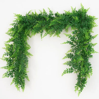 Plantas artificiales de 175cm/68,9 pulgadas, enredaderas, plantas falsas, hojas de helecho de plástico, follaje de pared, plantas de helecho tropicales para el jardín del hogar