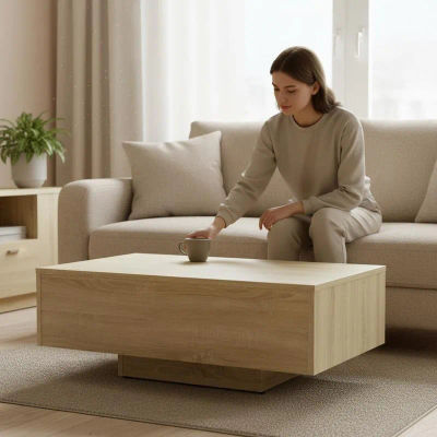 Mesa de centro de madera de roble Sonoma, 85x55x31cm, para sala de estar, apartamento, muebles para el hogar, regalo de inauguración, regalo del Día del Padre