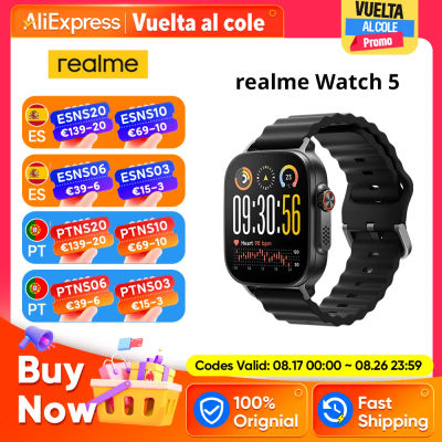 Versión global realme Watch 5 Smartwatch Brújula y GPS independiente con 5 GNSS Pantalla AMOLED de 1,97 pulgadas Hasta 14 días de duración de la batería IP68