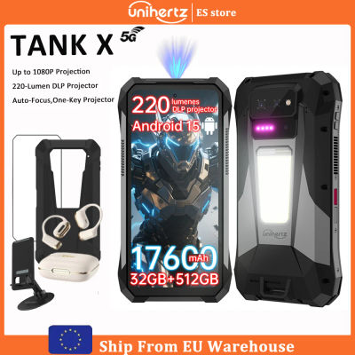 Unihertz Tank X Rugged Phone by 8849 Support 1080P Projector 220 Lumens Android 15 5G 17600mAh 32GB 512GB Dimensity 8200 50MP