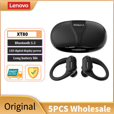 Lenovo XT80 auriculares Bluetooth 5,3 auriculares inalámbricos verdaderos con micrófono Control de botón reducción de ruido ganchos para las orejas auriculares impermeables