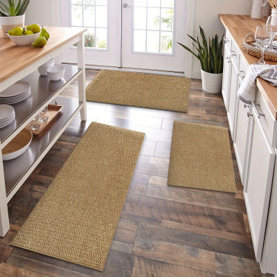 Alfombra de Cocina Lavable Antideslizante, Alfombra de Imitación de Sisal, Alfombra de Cocina Tejida con Respaldo de TPR de Gran Agarre