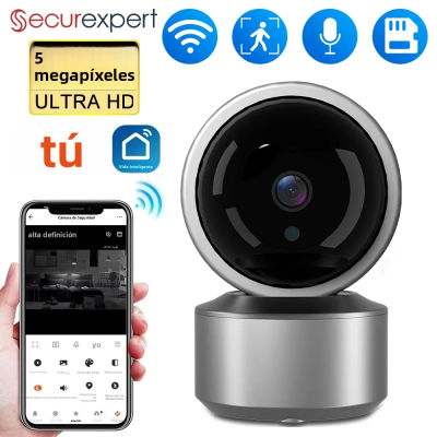 Cámara de seguridad con monitor para bebés WiFi de 5 MP, aplicación Tuya Smart Life, 355 ° Seguimiento automático PTZ, visión nocturna por infrarrojos, cámara IP interior con audio bidireccional