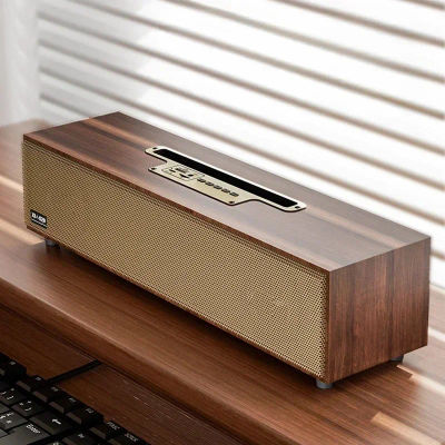 Altavoz Retro de madera XM520 inalámbrico Bluetooth 5,3, tarjeta TF, Flash USB, altavoces duales para ordenador, soporte de graves pesados para exteriores, estéreo para el hogar