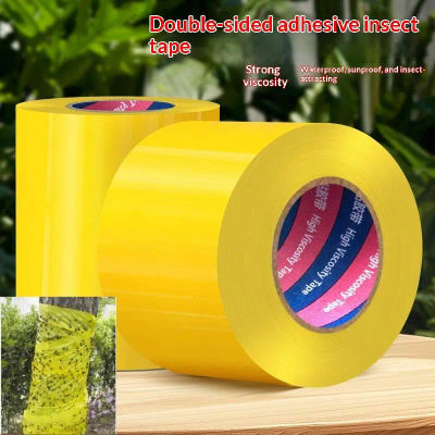 Cinta Adhesiva Amarilla para Insectos, Rollo de 10m, Doble Cara, Repelente de Plagas para Exteriores, para Plantas y Árboles de Granja