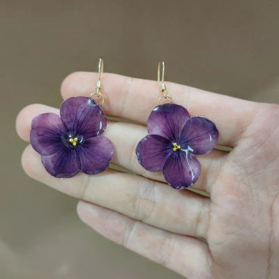 Pendientes de Plantas Naturales Hechos a Mano con Resina Epoxi, Pendientes de Flores Naturales, Pendientes Colgantes de Flores Prensadas Únicos, Joyería Personalizada
