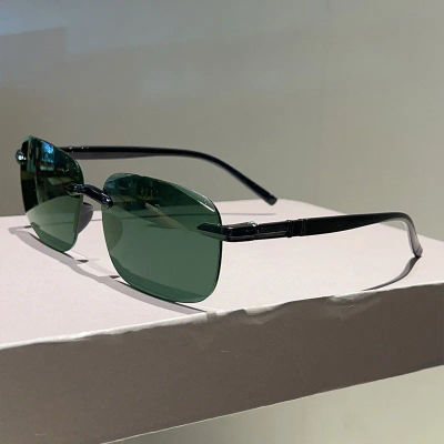 Gafas de sol de piloto a la moda para hombre, marca de lujo, gafas de sol Vintage sin montura, montura Flexible, gafas ligeras, gafas UV400