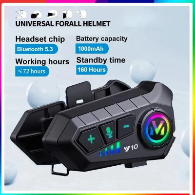 Auriculares Y10 para casco de motocicleta, Bluetooth, 1000Mah, reducción de ruido, inalámbricos, manos libres, impermeables