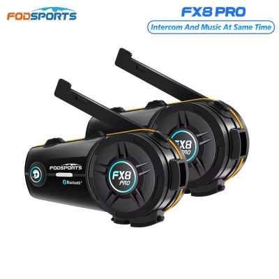 2 Intercomunicadores Bluetooth para Motocicleta Fodsports FX8 Pro, Auriculares para Casco, 8 Motociclistas, 2000m, Radio FM