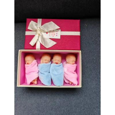 Mini muñeca Reborn de 3 pulgadas, 4 Uds., silicona suave sólida estirable con caja y manta, muñecas de aspecto Real