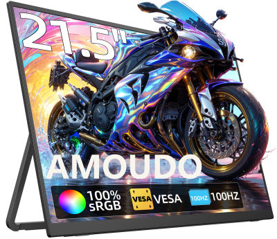 Monitor Portátil Amoudo de 21.5 Pulgadas, 1080P, 100Hz, Compatible con VESA, Monitor Portátil de Pantalla Ancha
