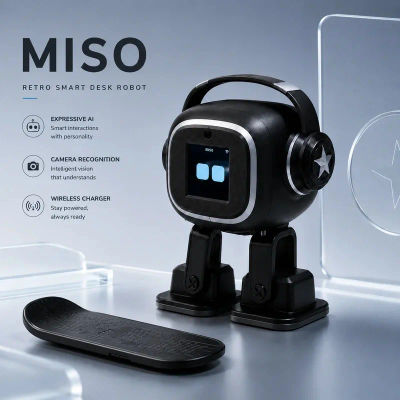Robot de Escritorio con IA | EMO Chat, Compañero Multilingüe, Robot Bailarín con Patineta Recargable, Juguete Divertido