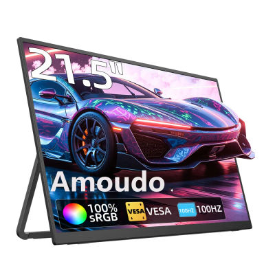 Monitor Portátil Amoudo de 21.5 Pulgadas, 1080P, 100Hz, Compatible con VESA, Monitor Portátil de Pantalla Ancha