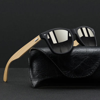 Gafas de sol cuadradas Vintage de madera de bambú a la moda, gafas de sol de madera para hombres y mujeres, gafas de sol de diseñador de marca de lujo para conducir y pescar, gafas UV400