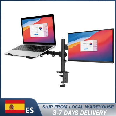 Soporte de Monitor Doble para Monitores y Laptops, Soporte Universal Totalmente Ajustable para Monitor de 13-27 Pulgadas y Laptop de 17 Pulgadas