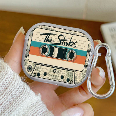 Funda transparente a prueba de golpes para auriculares AirPods Pro3/Pro2/Pro, funda protectora con diseño de cinta de casete vintage para AirPods 4/3/2/1
