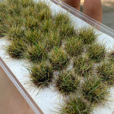 32 unids/caja 1cm modelo en miniatura mechones de hierba modelo de hierba salvaje plataforma de campo de batalla hierba de césped otoño amarillo verde planta artificial