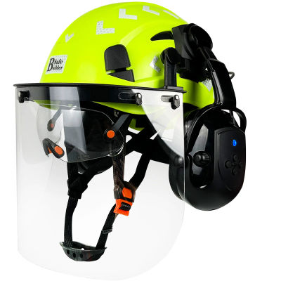 Casco de seguridad forestal para motosierra, casco duro ventilado con visera, orejeras Bluetooth, protector facial para exteriores, certificado ANSI Z89.1