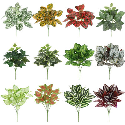 Múltiples plantas verdes simuladas, hoja de arce rastrante de siete cabezas, ramo de hojas persas, decoración de patio y sala de estar