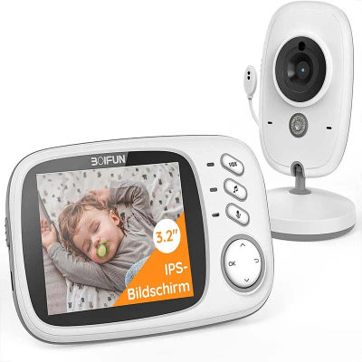 Boifun Monitor de bebé con cámara, vigilancia con pantalla LCD digital inalámbrica de 3,2 pulgadas, VOX, visión nocturna, monitor de temperatura